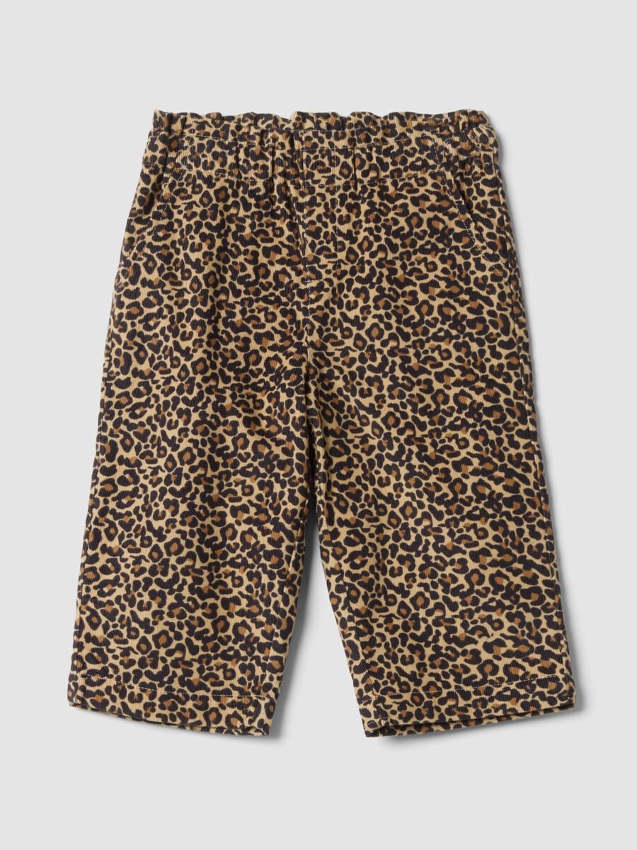 Brown pure cotton animal print trousers_0