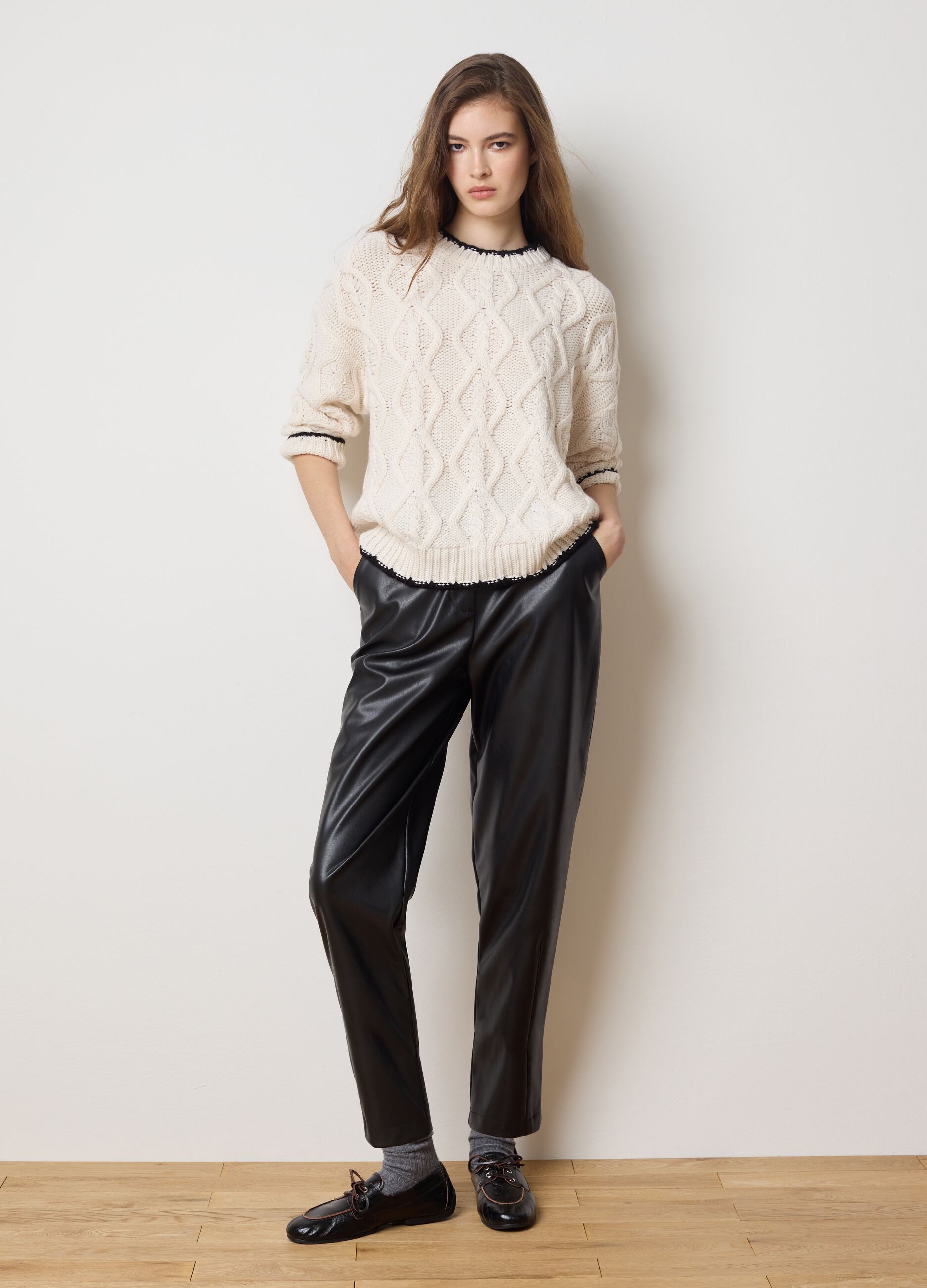 Black Patent Leather Regular Fit Trousers