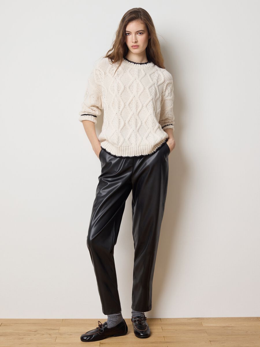 Black Patent Leather Regular Fit Trousers_0