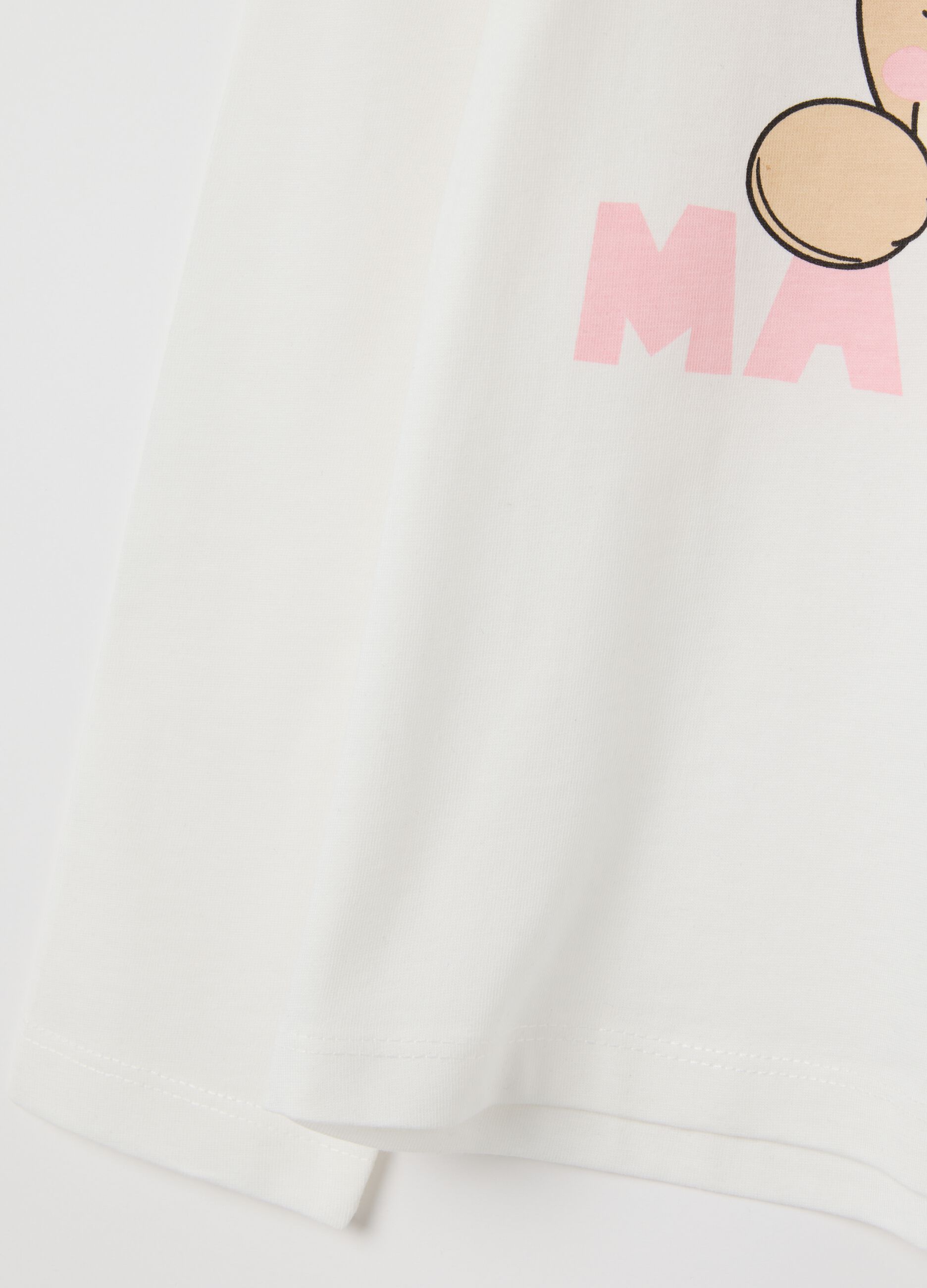 Girls' white long-sleeve top in pure cotton, regular fit with print