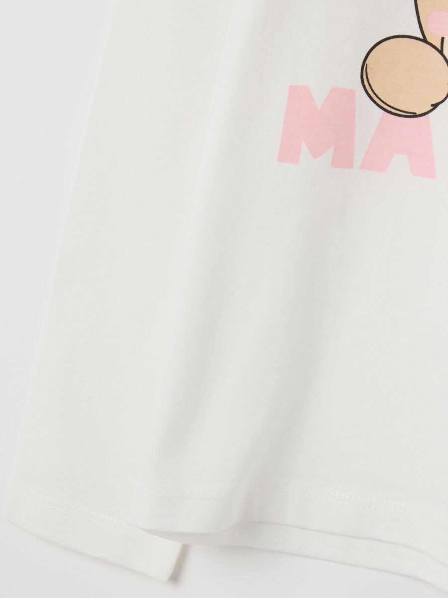 Girls' white long-sleeve top in pure cotton, regular fit with print_2