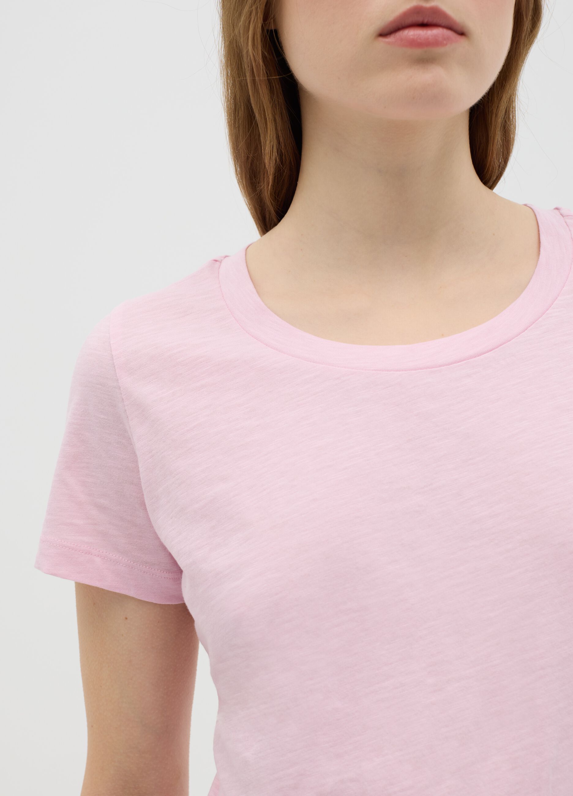 Pink crew neck organic cotton T-shirt by Ovs
