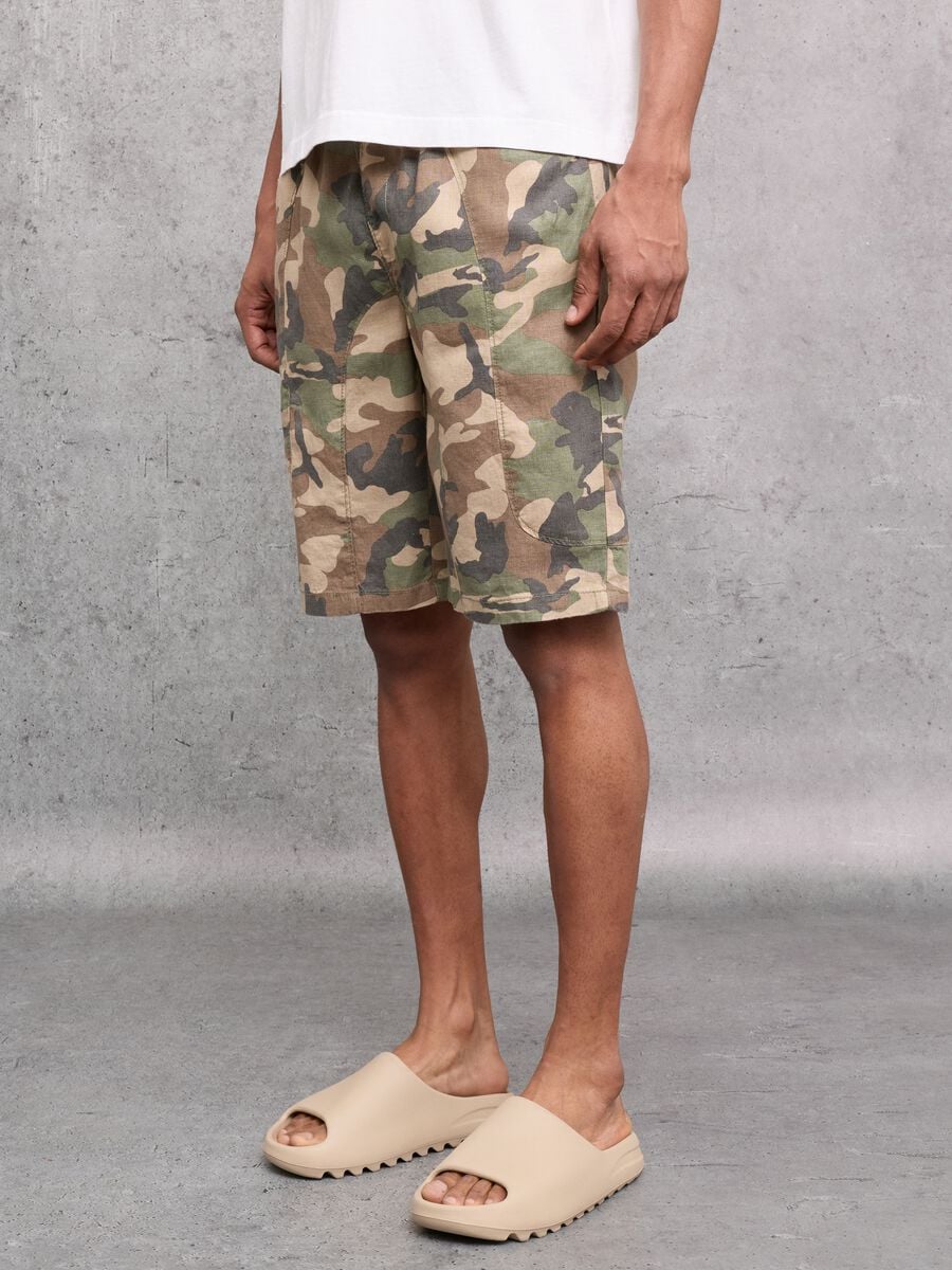 100% Linen Shorts Camo_1