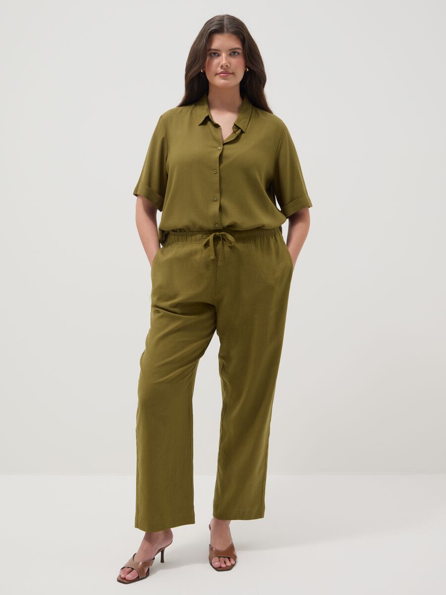 Green viscose-linen blend shirt, regular fit_3