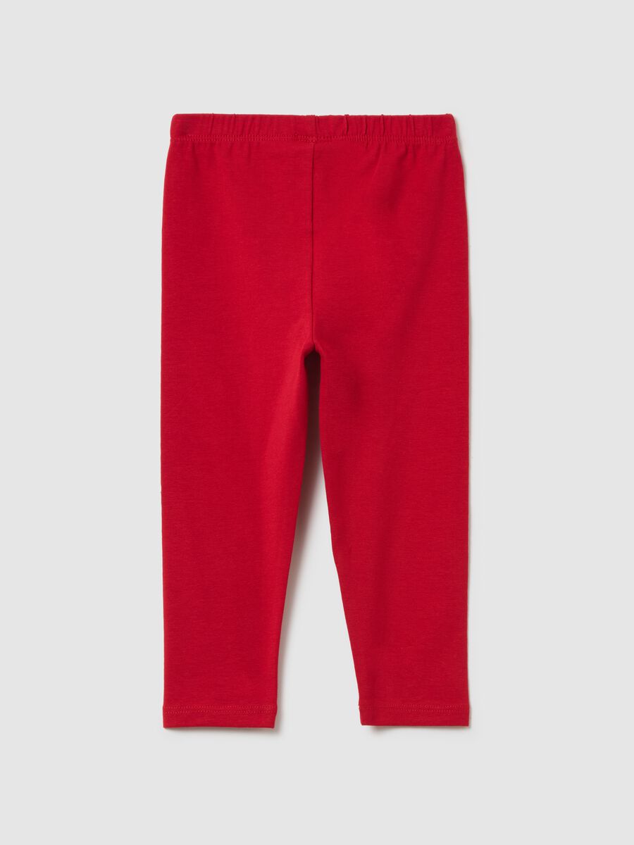 Girls' red regular fit stretch cotton leggings_1