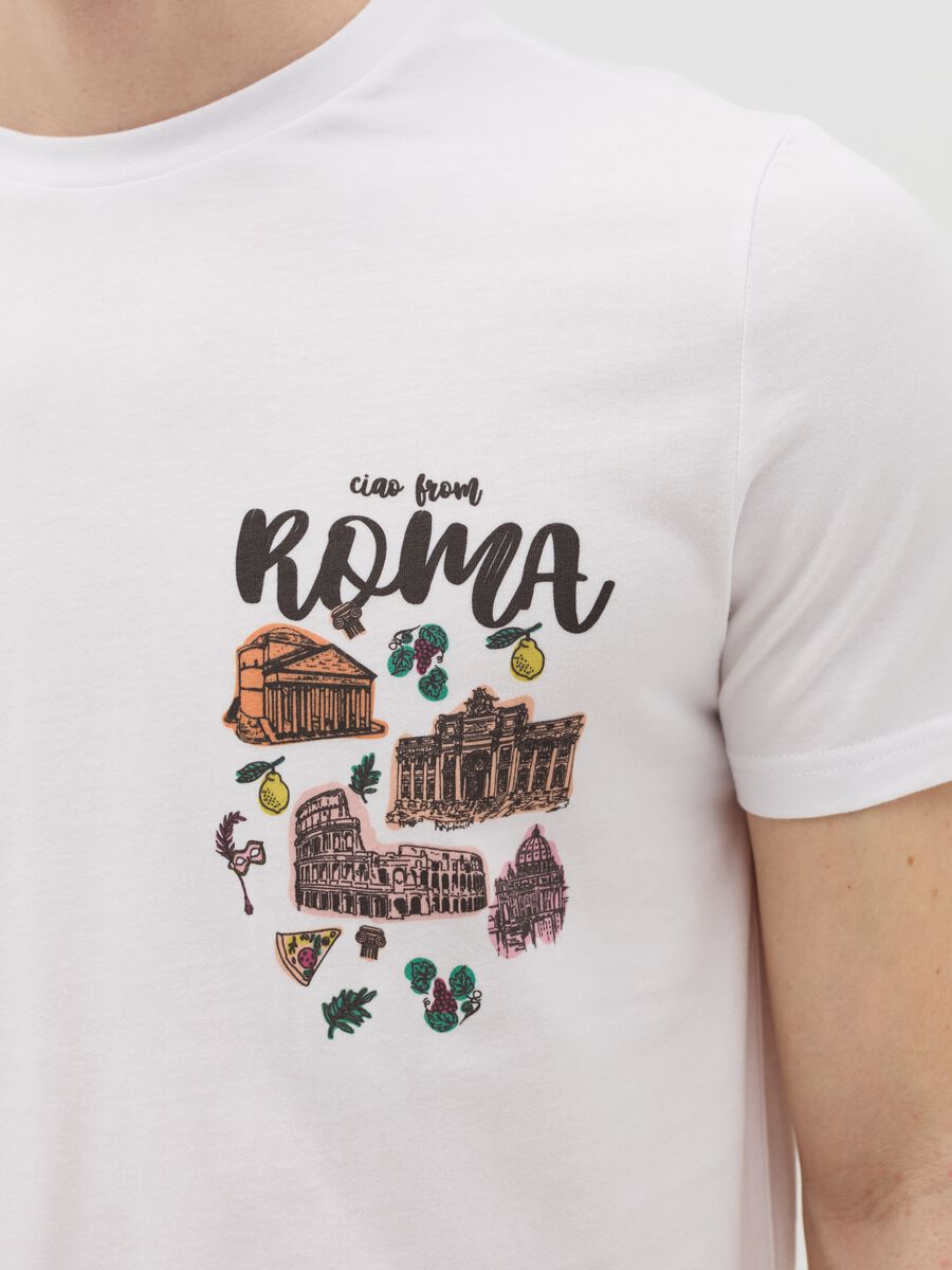 Cotton T-shirt with "Ciao from Roma" print_2