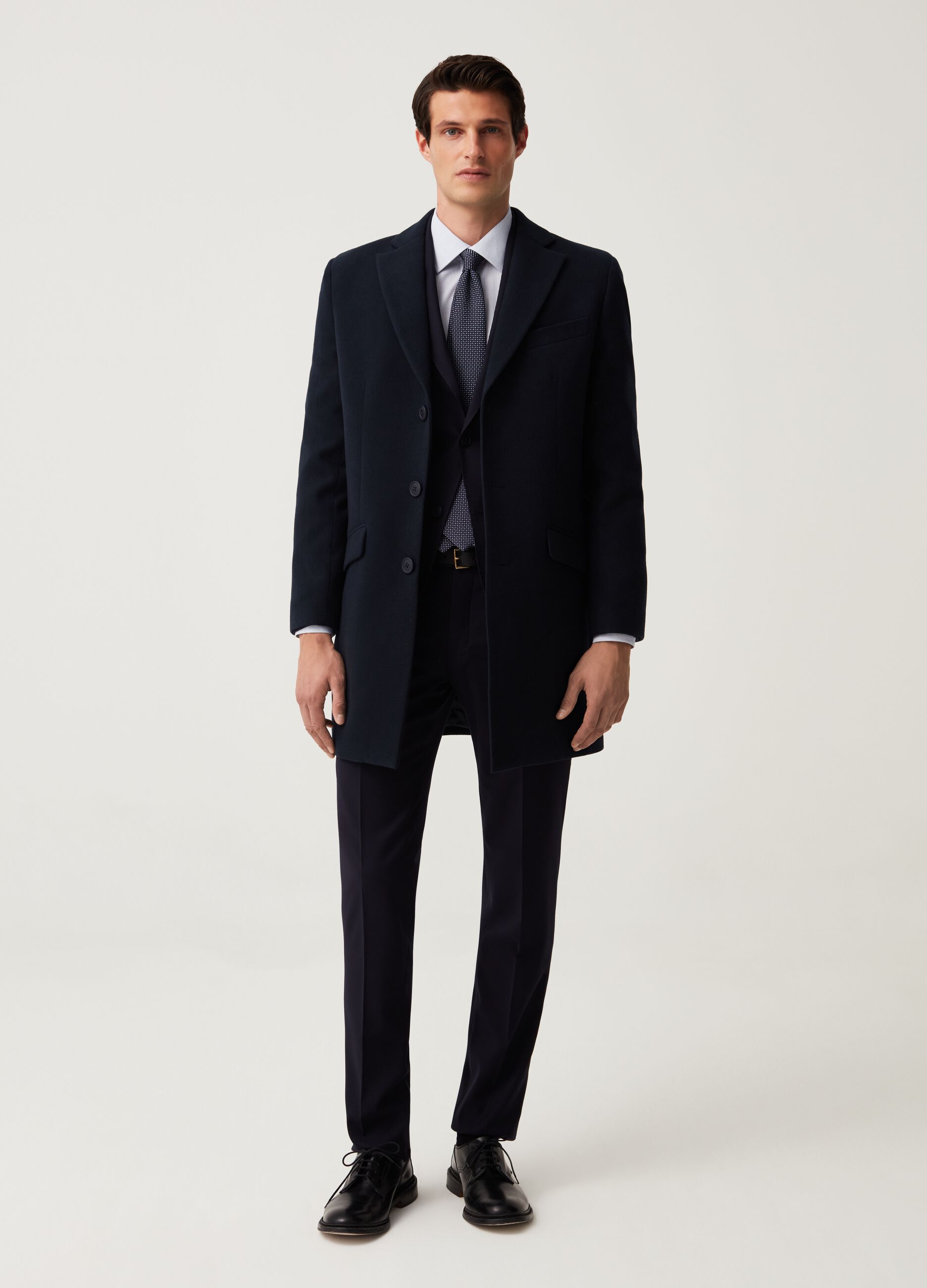 Cappotto slim fit in panno velour_0