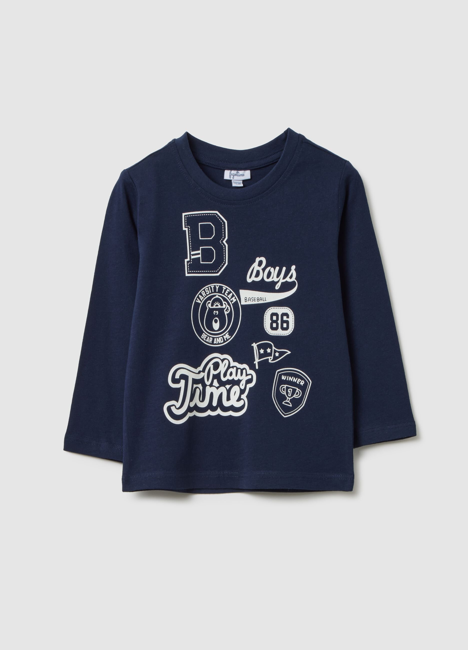 Children's T-shirt in pure blue cotton regular fit