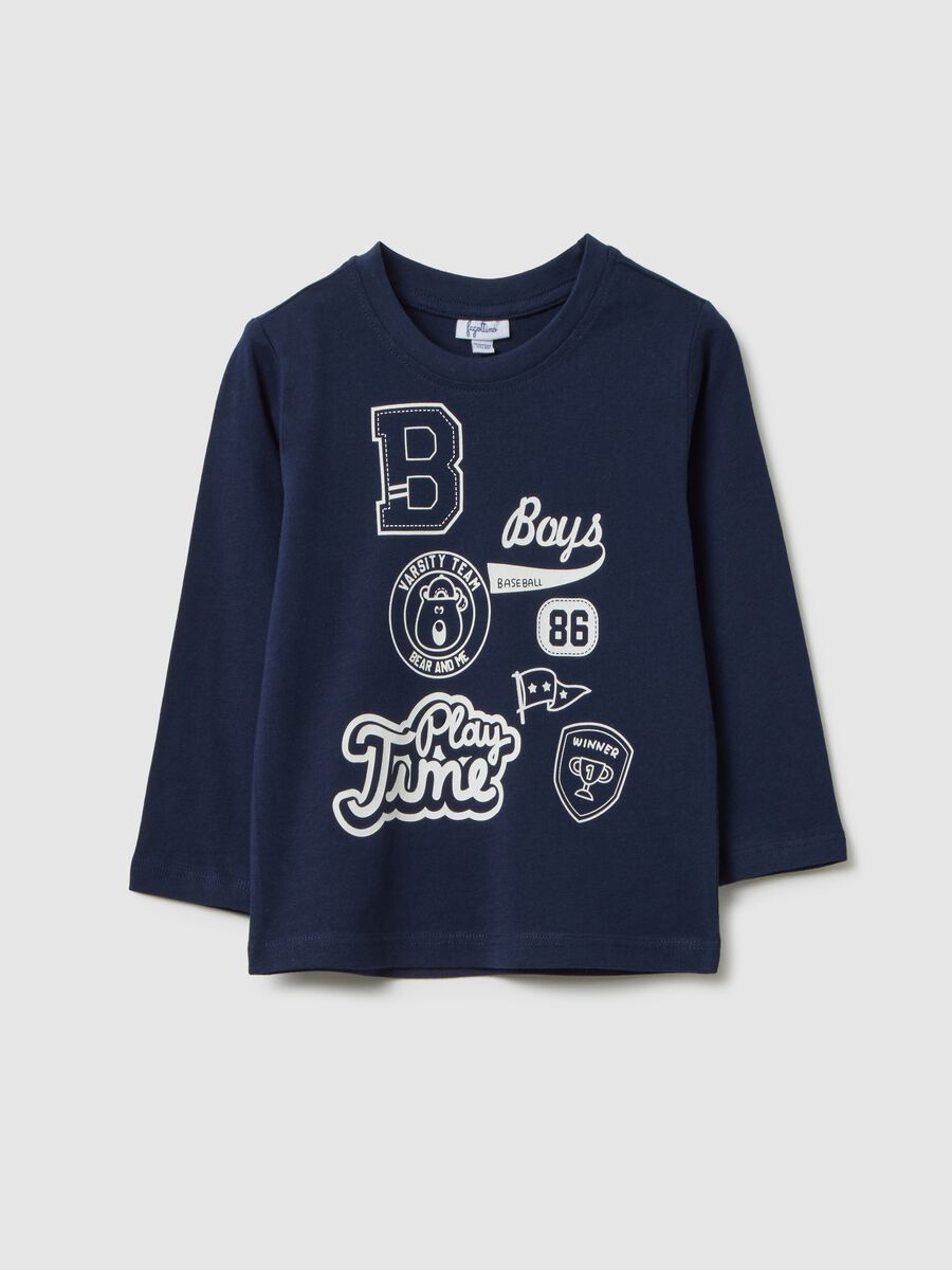 Maglietta da bambino in puro cotone blu regular fit_0
