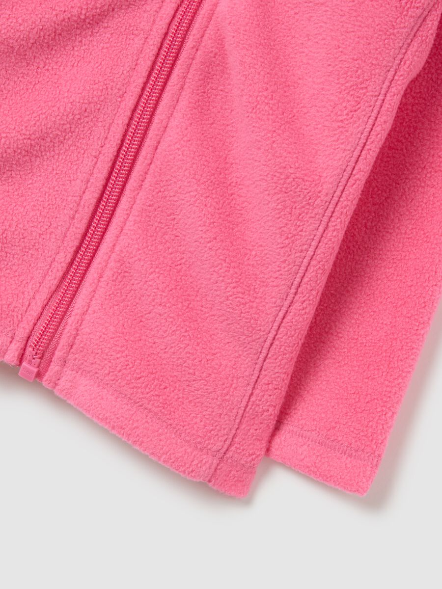 Pink high-neck regular fit girls' sweatshirt with full zip_3