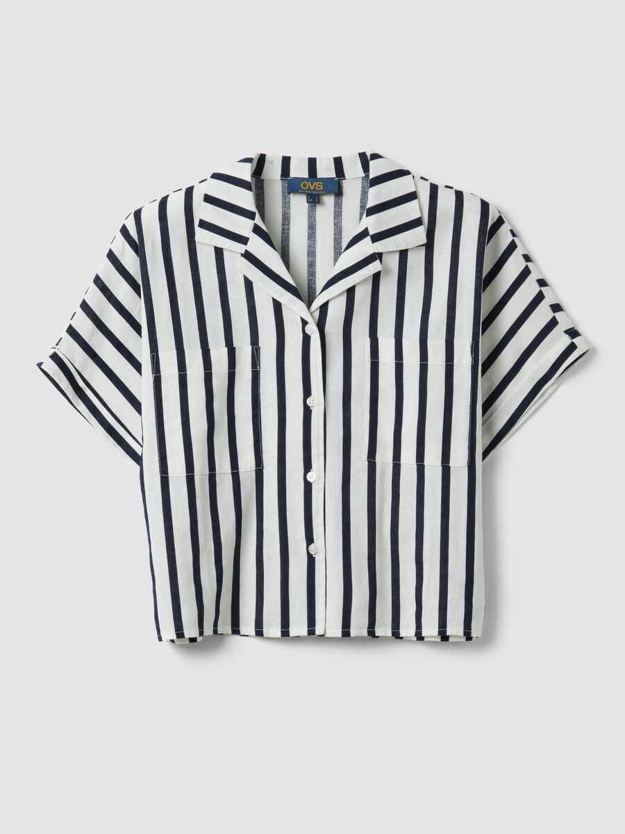Camicia a righe multicolor in misto lino e viscosa regular fit_4