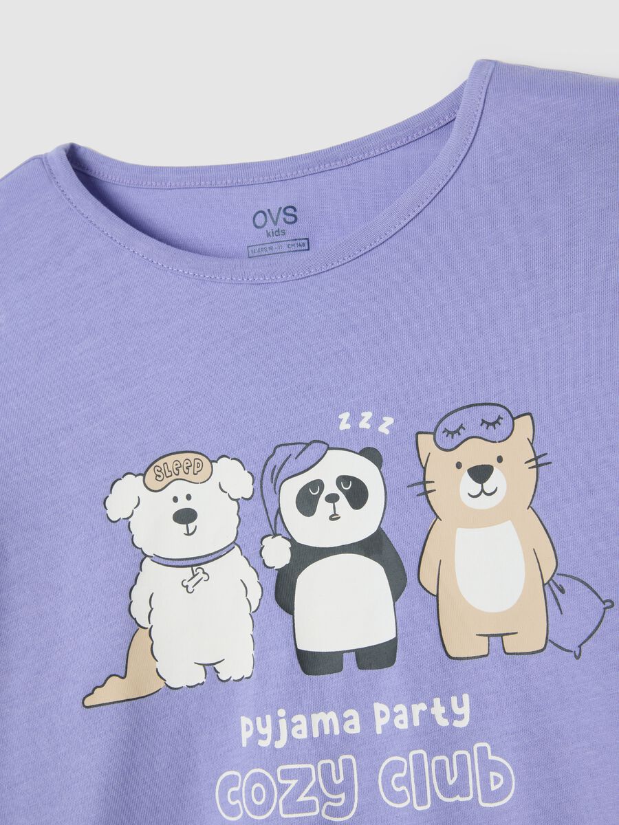 Girl's Purple Cotton Pyjamas with Print_2