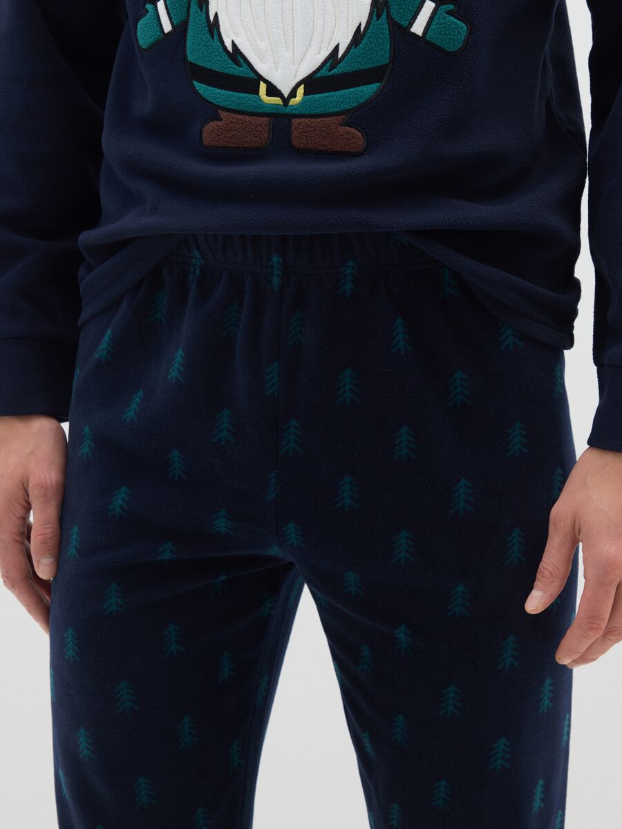 Blue Regular Fit Long Pyjamas with Christmas Motifs_3