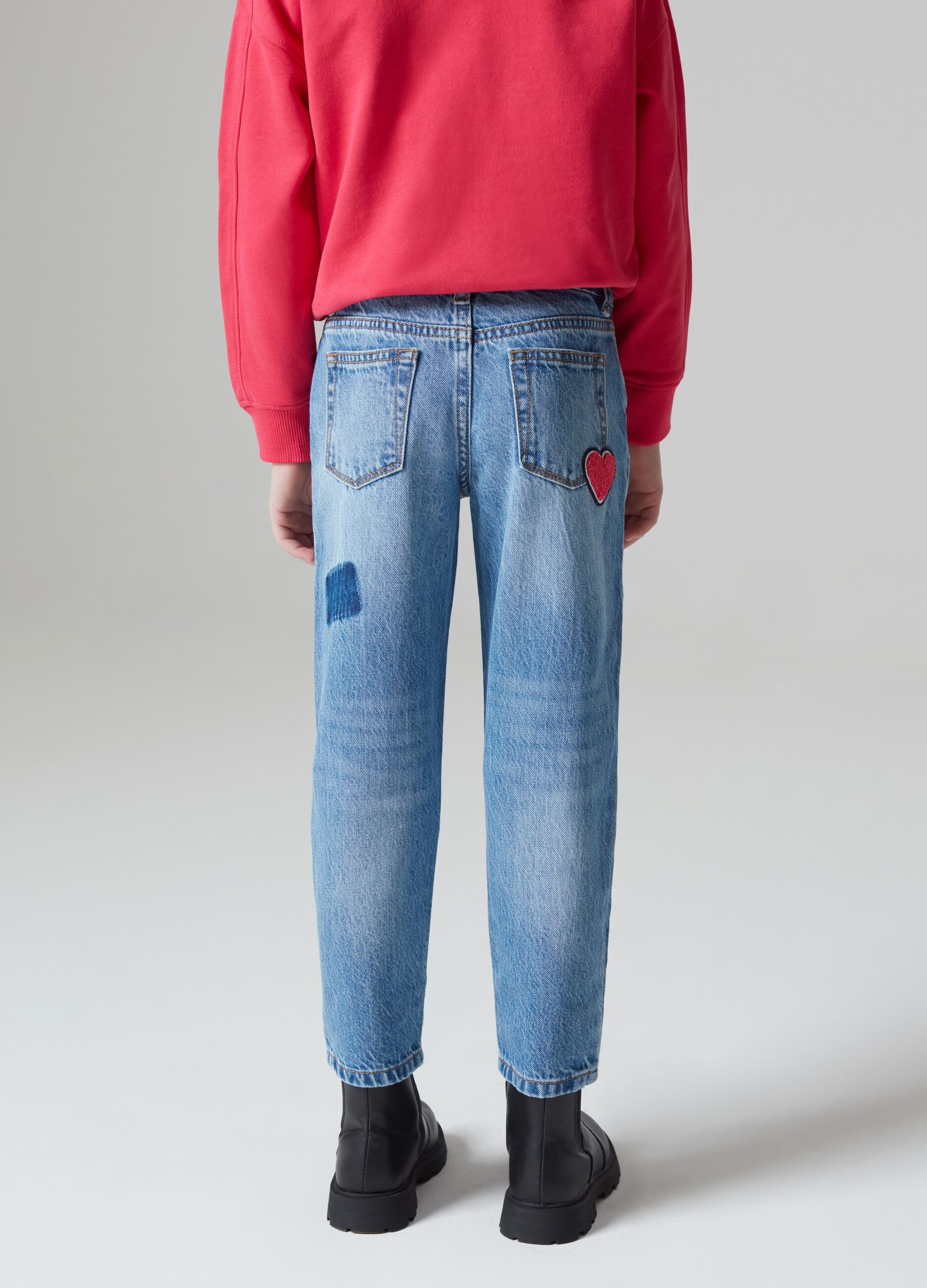 Jeans cinque tasche con patch