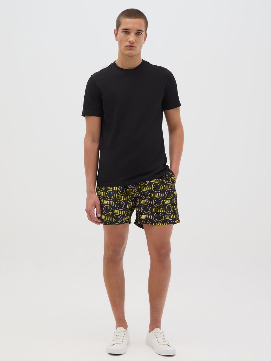 Black swimming trunks with Nirvana logo_0