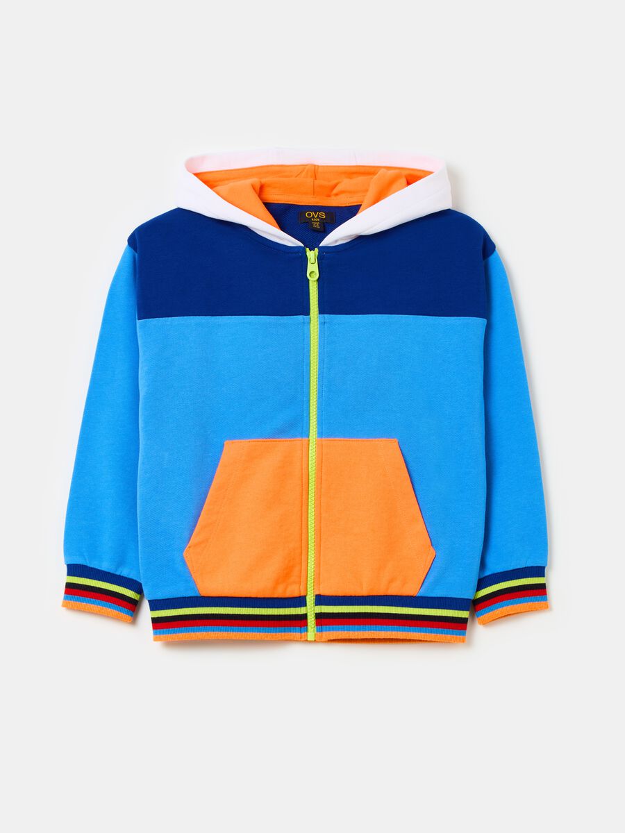 Full-zip color block con cappuccio_0