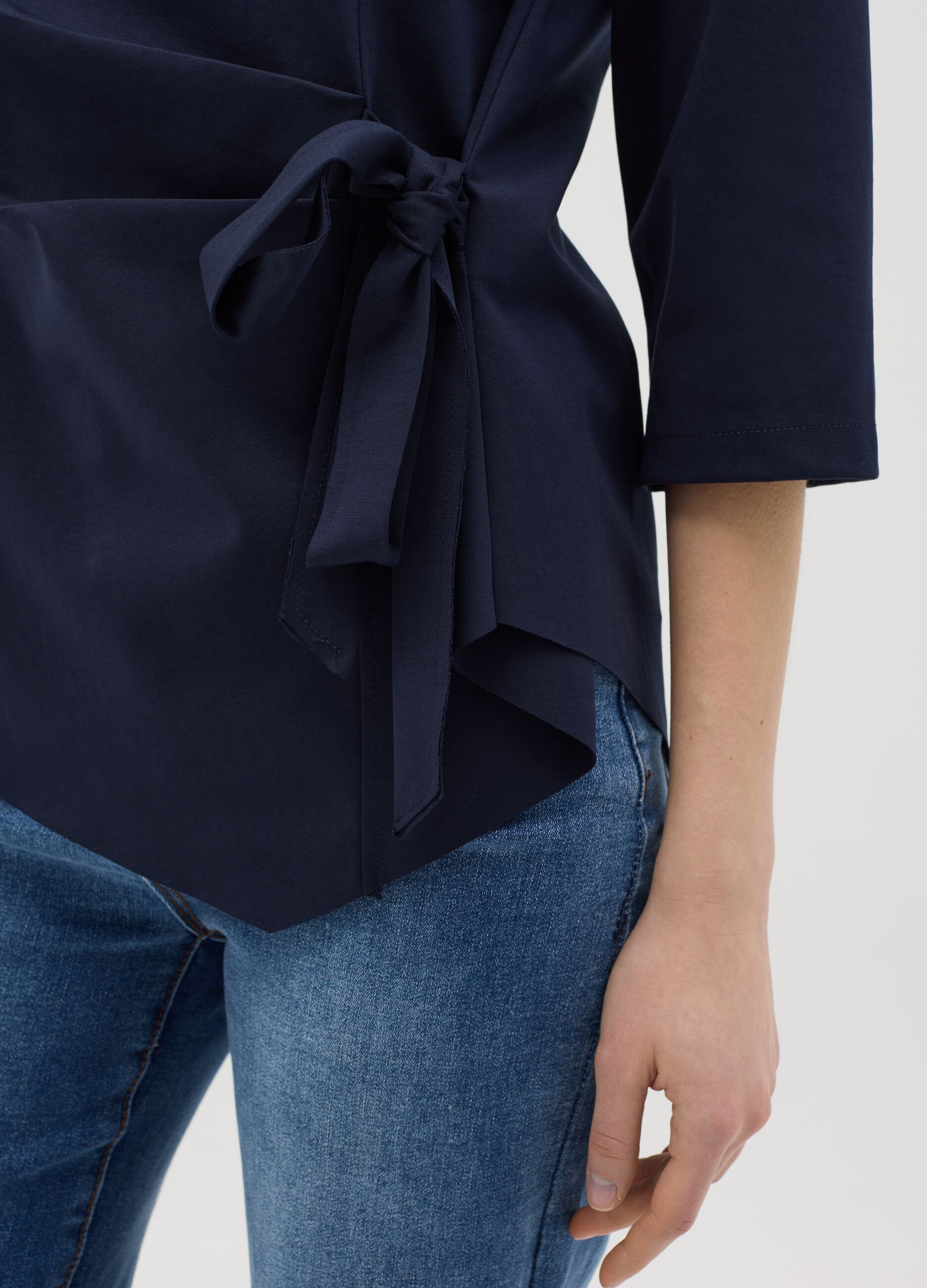Blue blouse with bow