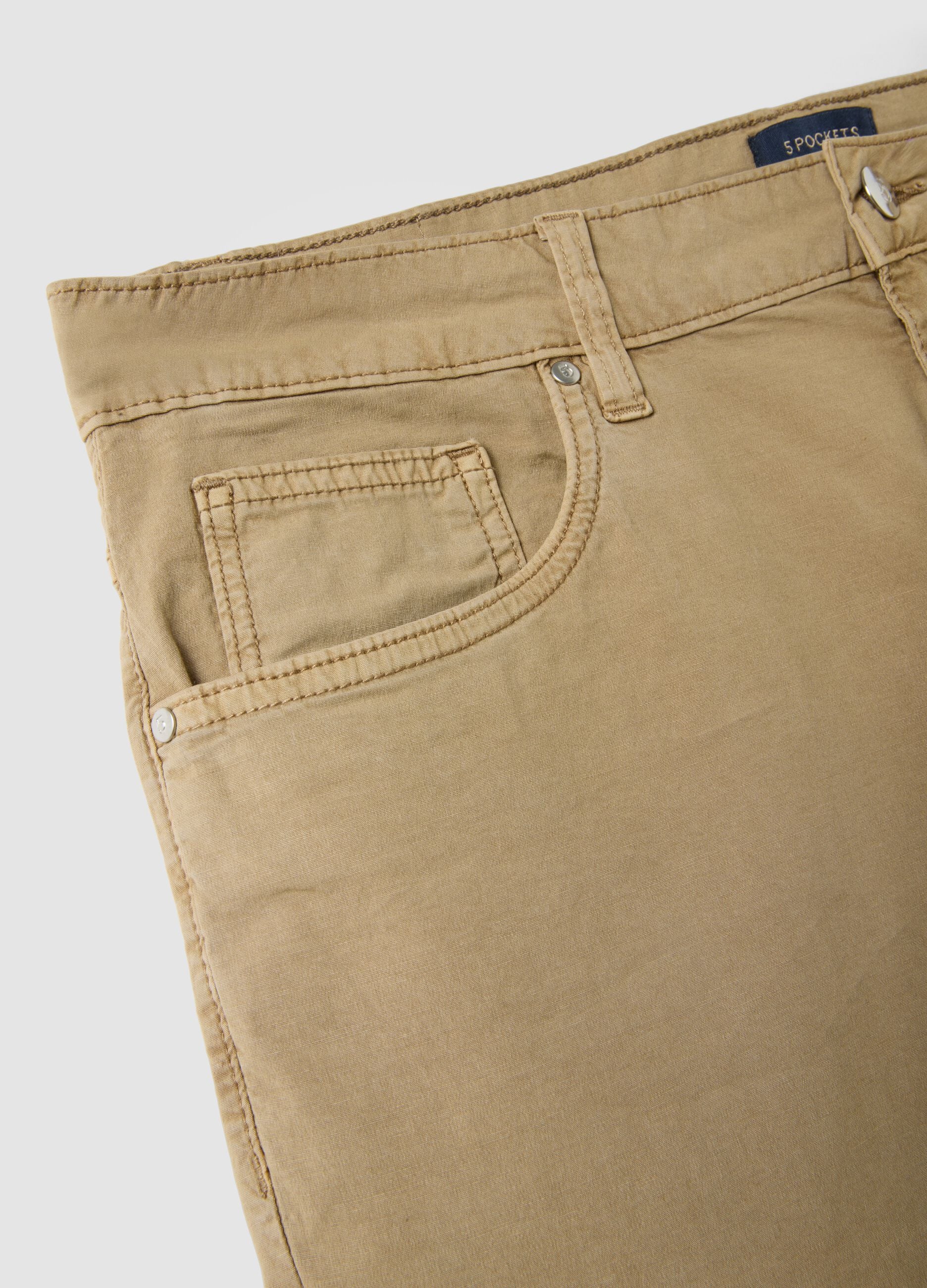 Beige regular-fit stretch cotton Bermuda shorts