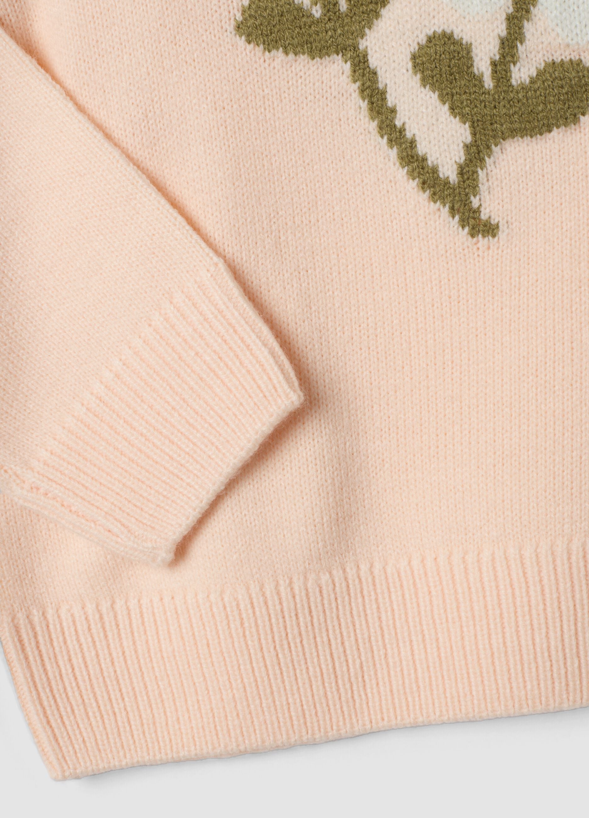 Pink crew-neck top with floral print