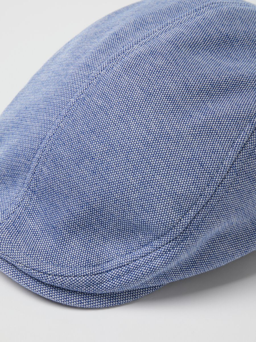 Blue chambray regular fit flat cap_2