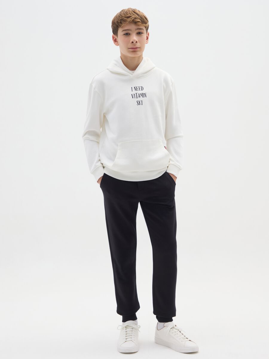 Boys' black joggers in pure cotton regular fit with embroidery_0