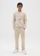 Boy's beige regular fit pure cotton joggers_0