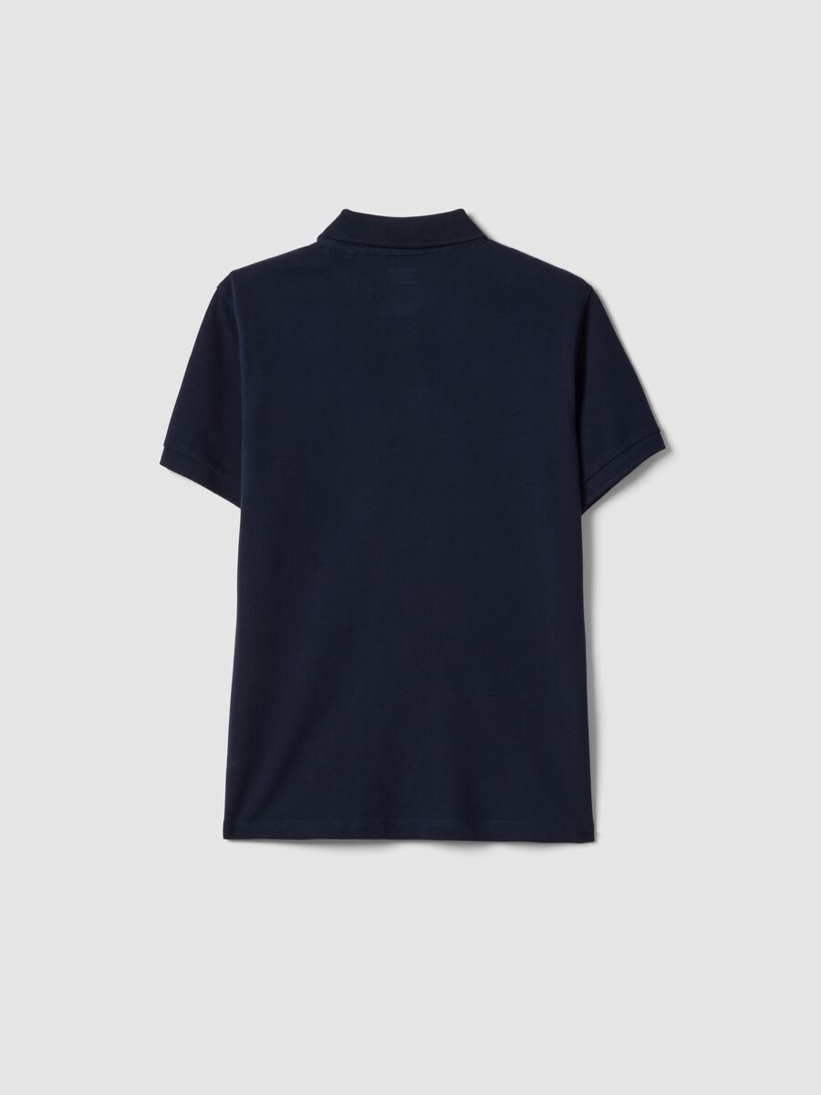 Polo in puro cotone biologico blu da ragazzo regular fit_4