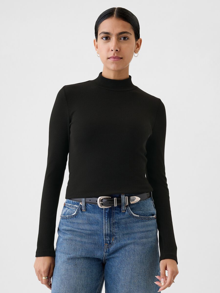 T-shirt a costine in cotone e modal stretch_0