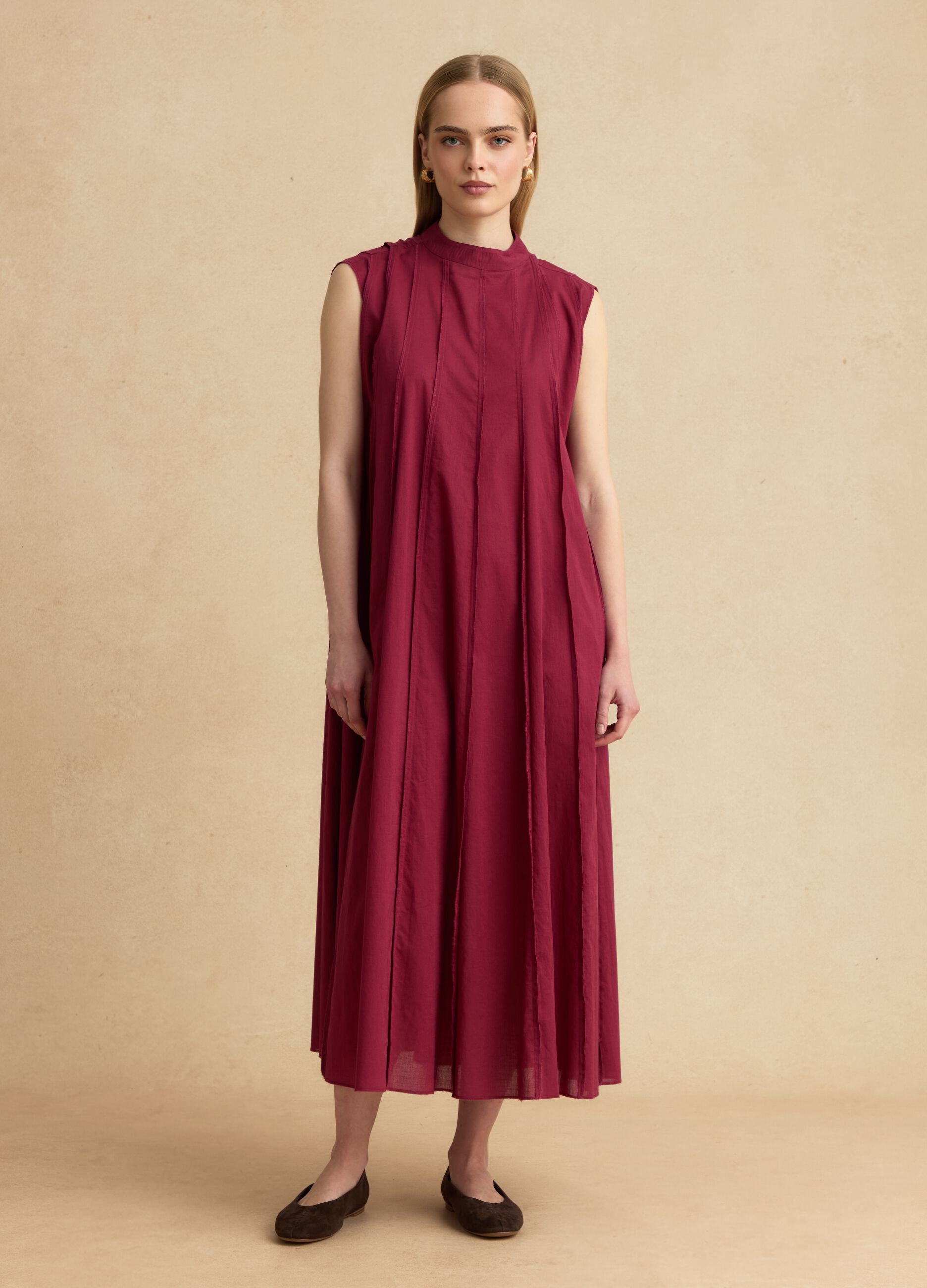 Red pure cotton midi dress