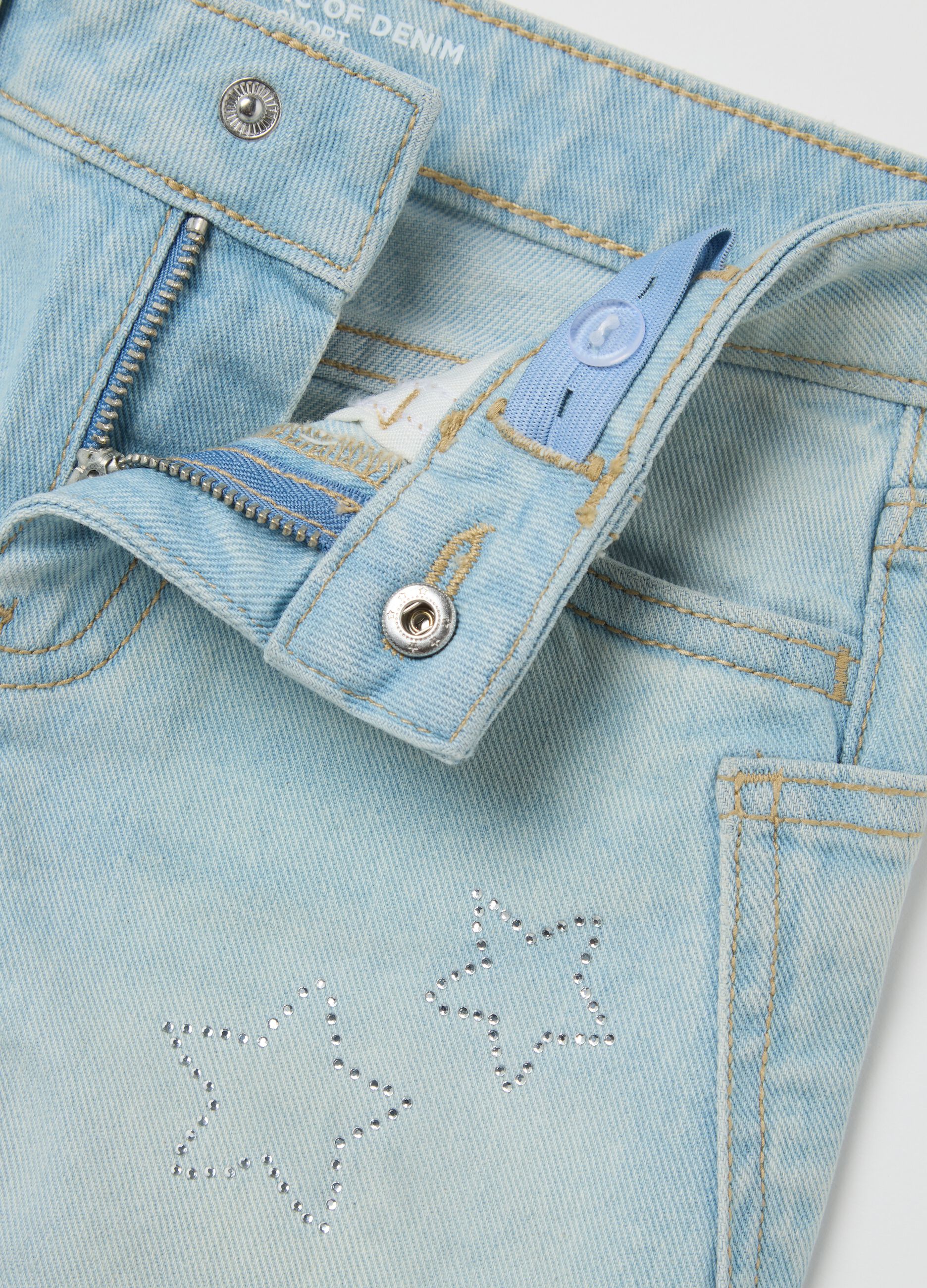 Denim shorts with pockets and diamanté stars