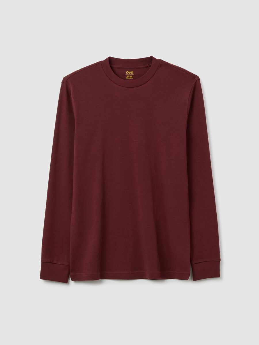Maglia a maniche lunghe da ragazzo in puro cotone rosa _0