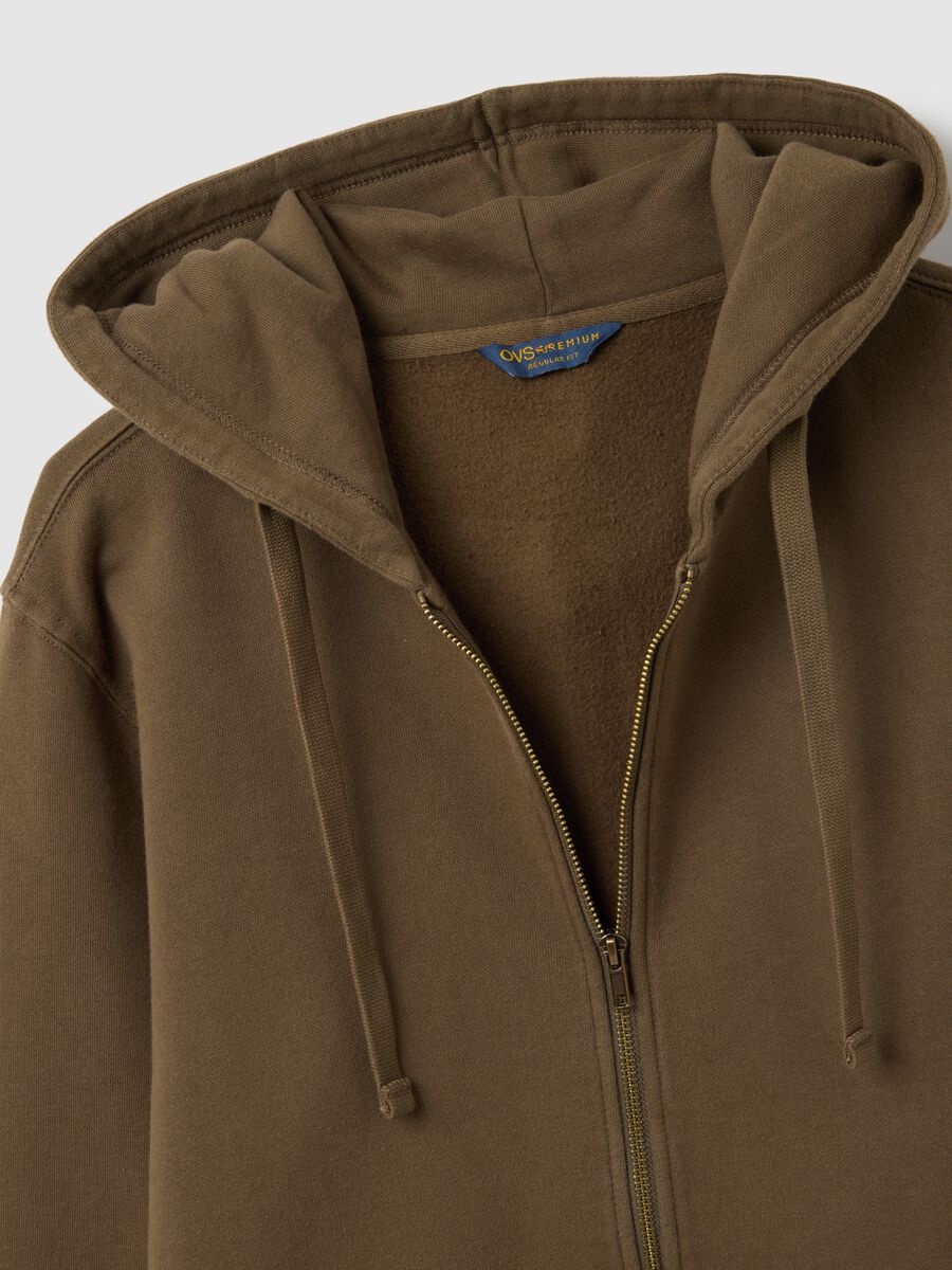 Brown zip cotton sweatshirt_1