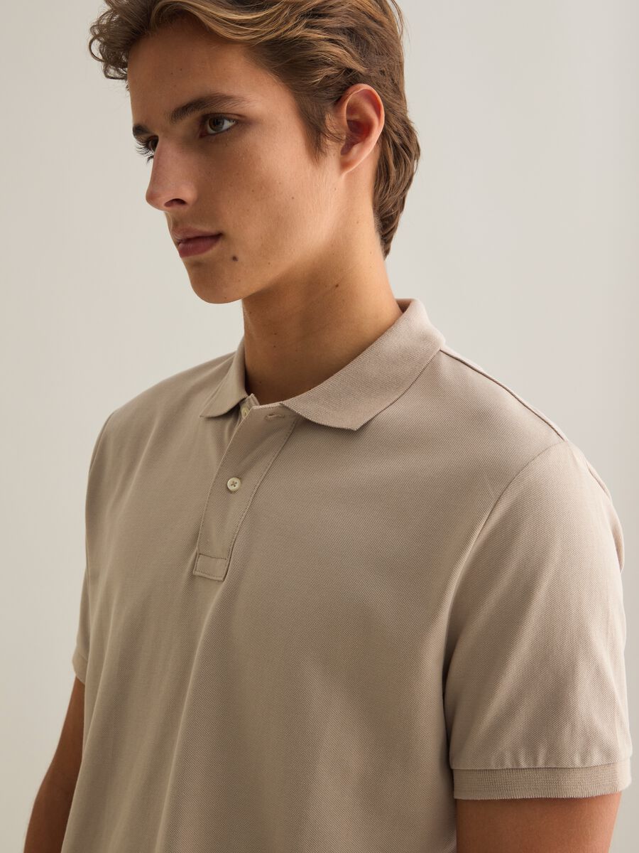 Beige Cotton Short Sleeve Polo_2