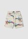 Beige pure cotton shorts with all-over print_0