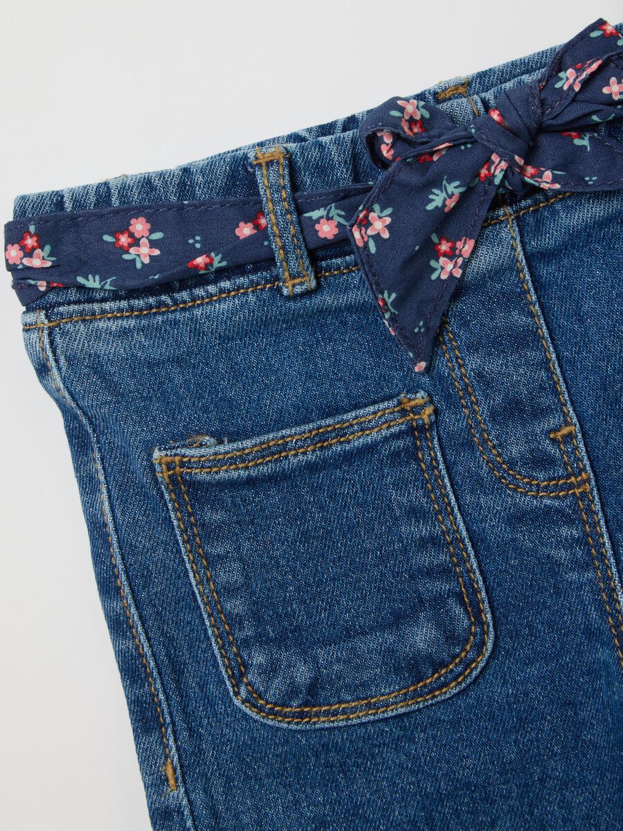 Wide elasticated blue denim trousers for girls_2
