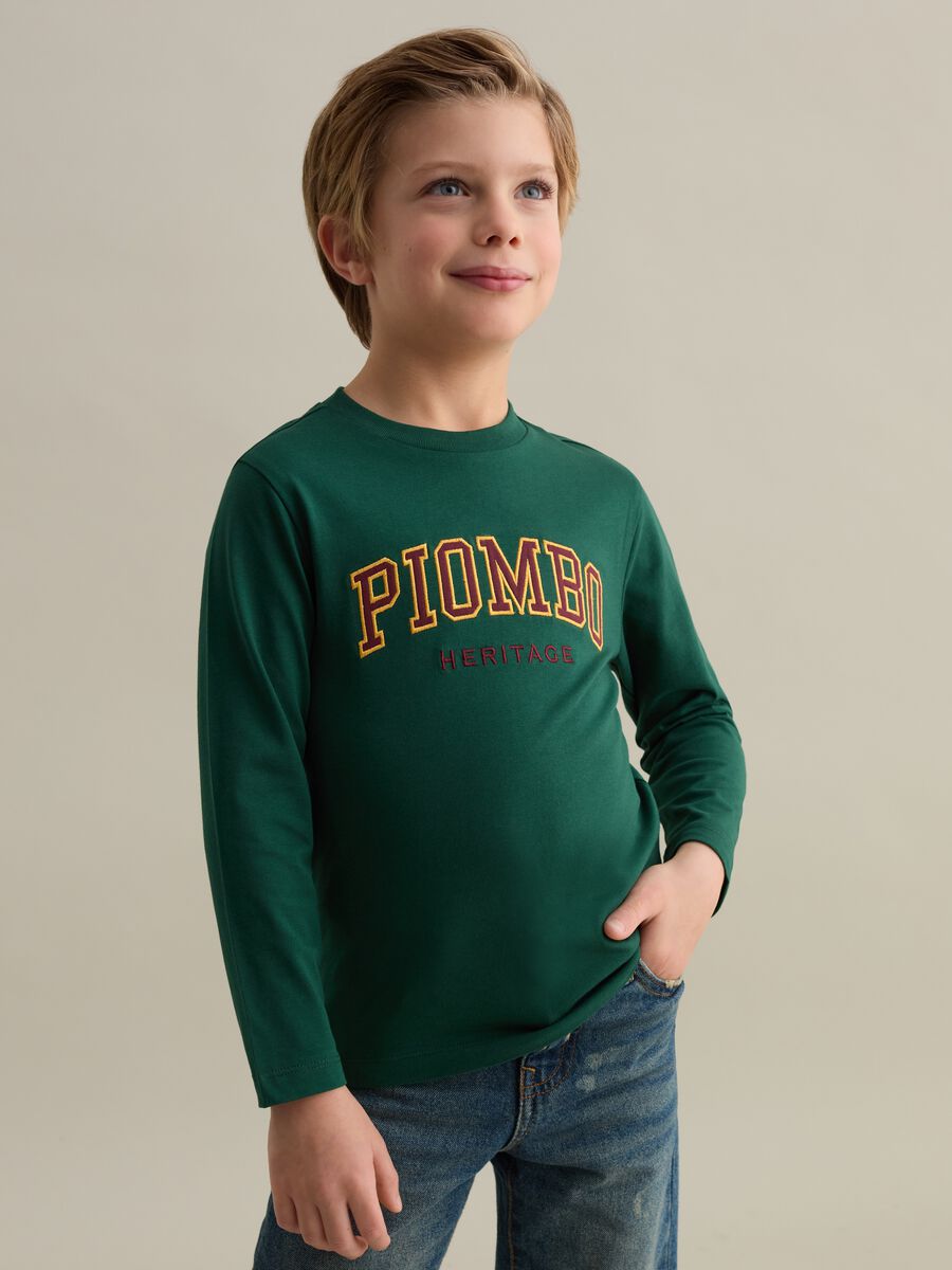 Long-sleeved T-shirt with logo embroidery_0