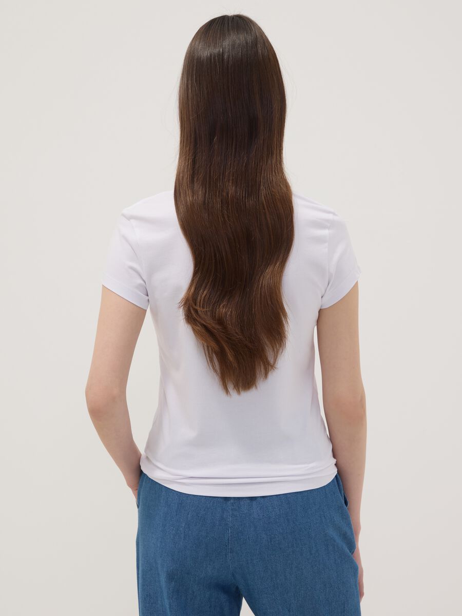 White stretch cotton crew-neck T-shirt, regular fit_3