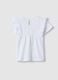Girls&rsquo; white pure cotton T-shirt, regular fit, with ruffle sleeves_1