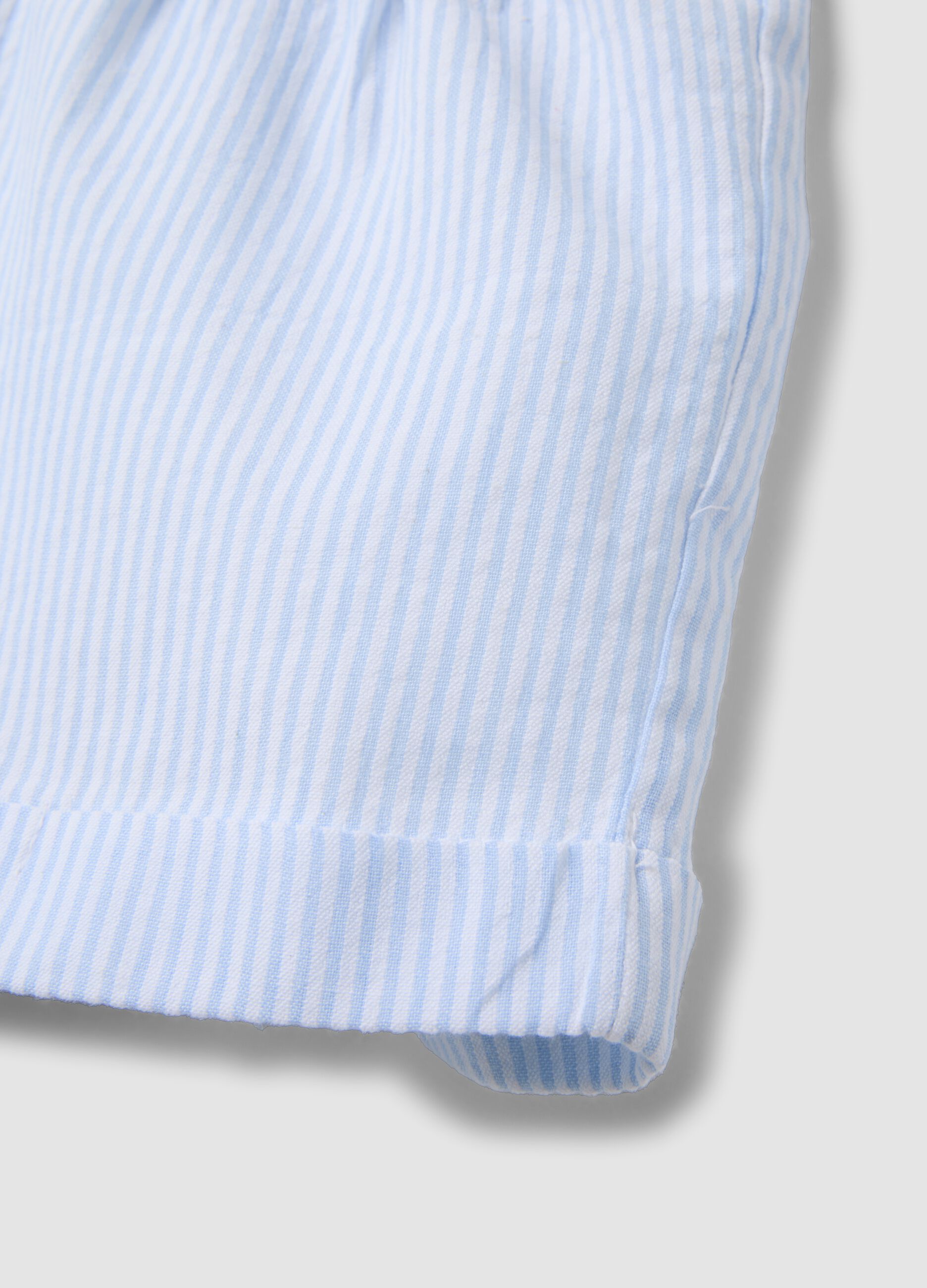 Blue striped pure cotton shorts