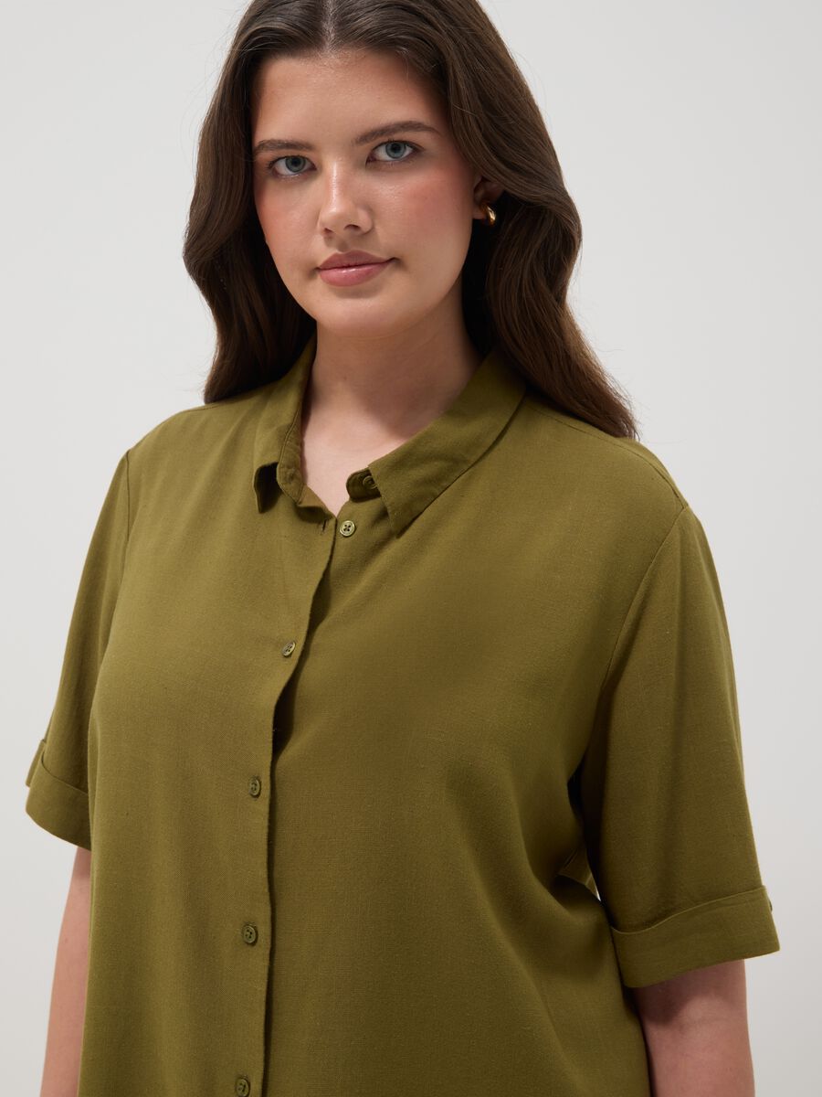 Green viscose-linen blend shirt, regular fit_2