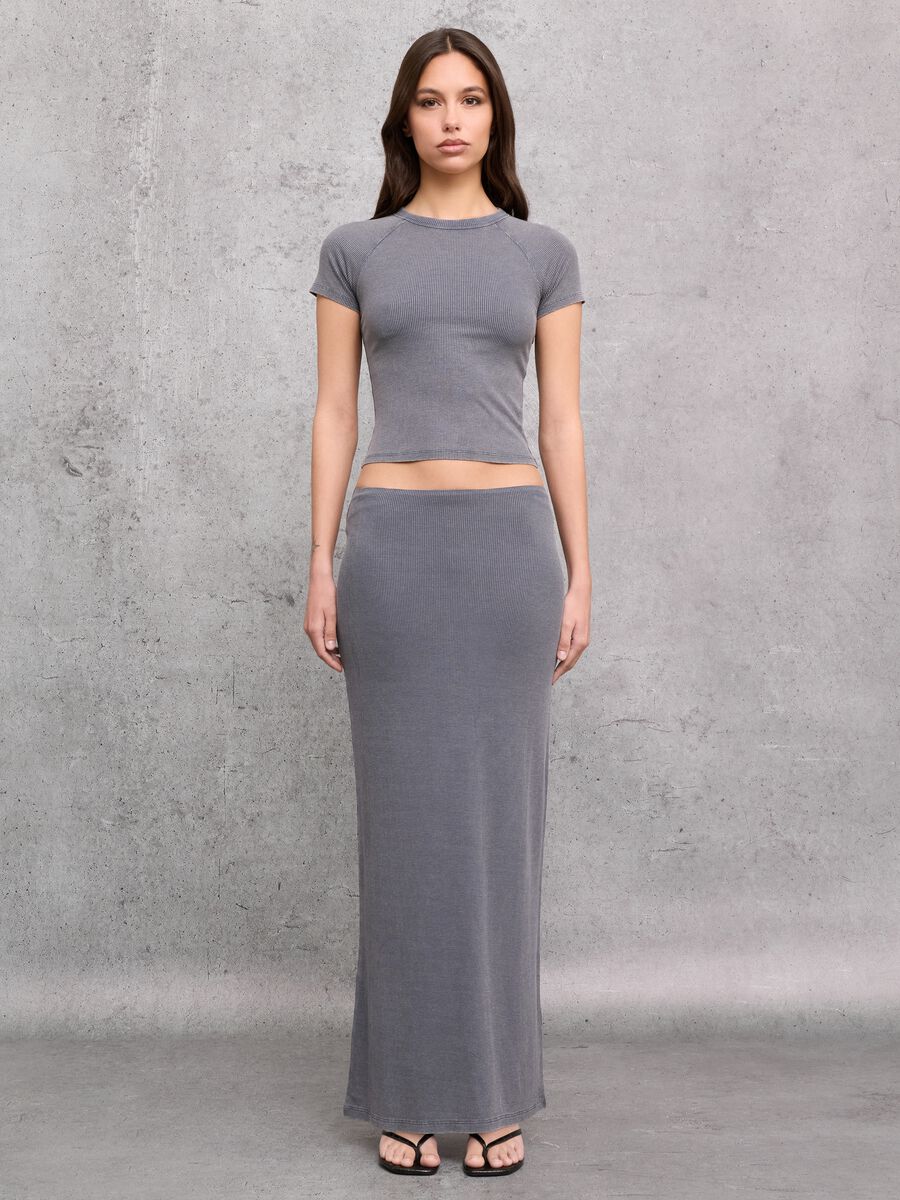 Ribbed Long Skirt Vintage Grey_0