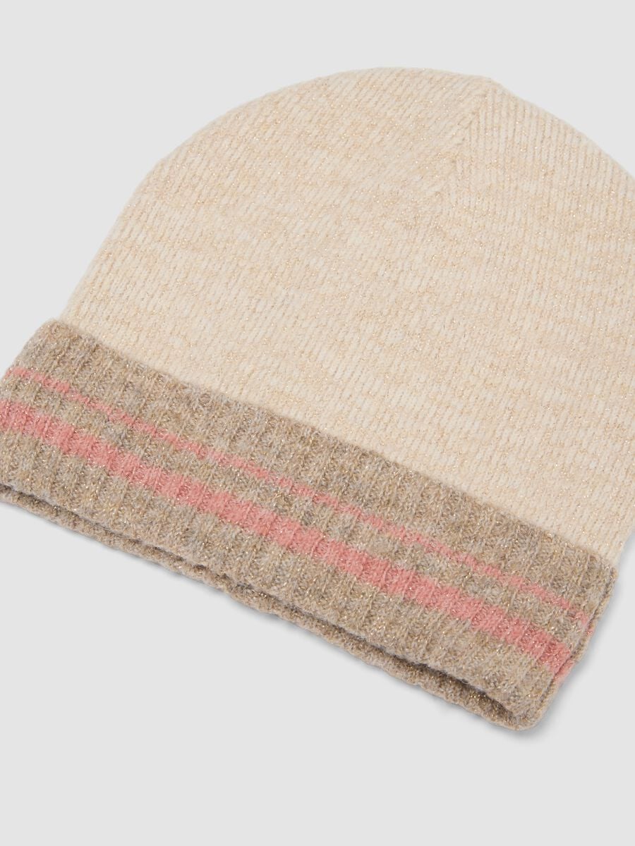 Set cappello e muffole beige in tessuto elasticizzato_2