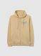 Beige cotton-blend hoodie with zip_4