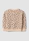 Beige pure cotton crew-neck sweatshirt with animal print_1