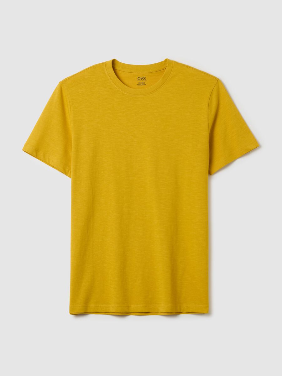 Men's Yellow Pure Cotton Regular Fit T-Shirt_0