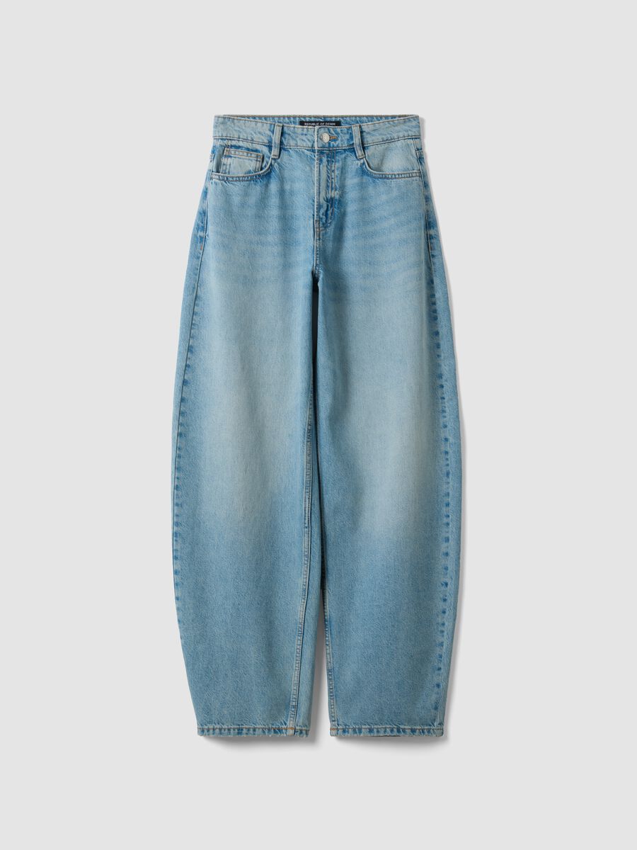 Jeans lavaggio chiaro denim in puro cotone barrel fit_0