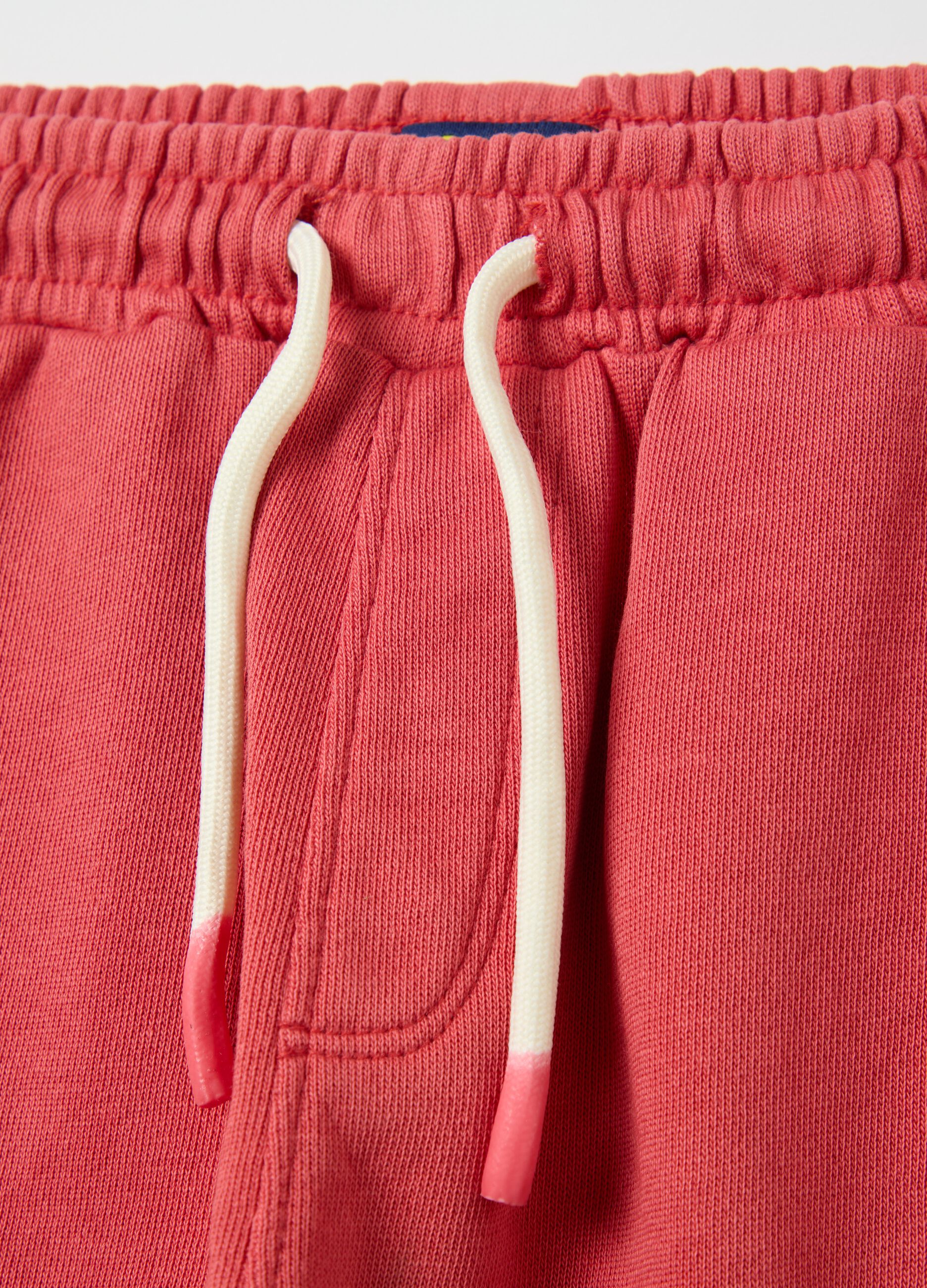 Red Bermuda joggers in cotton with drawstring