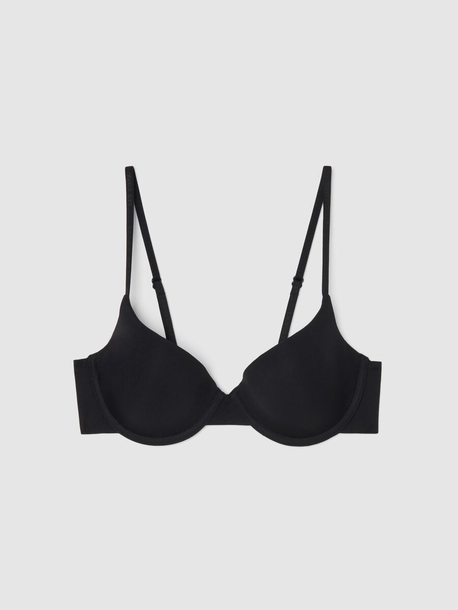 Black full-coverage bra with padded cups_4