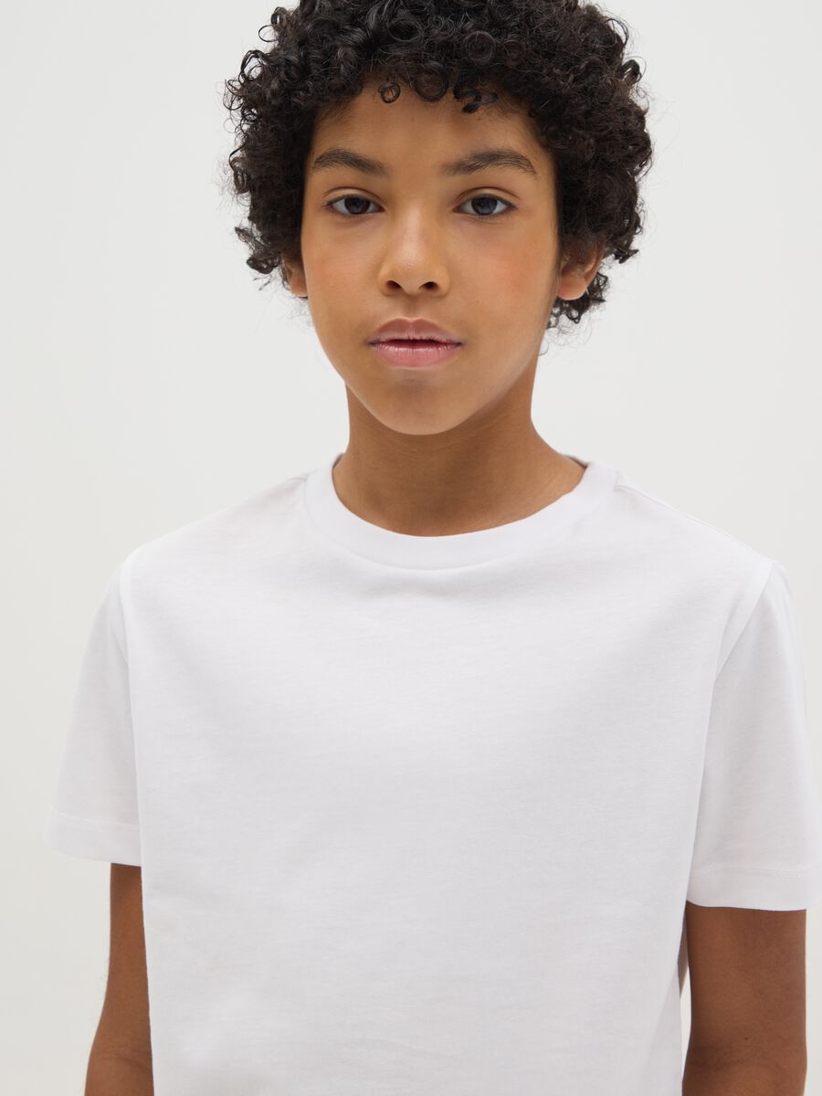 White slim-fit organic cotton T-shirt for boys_1