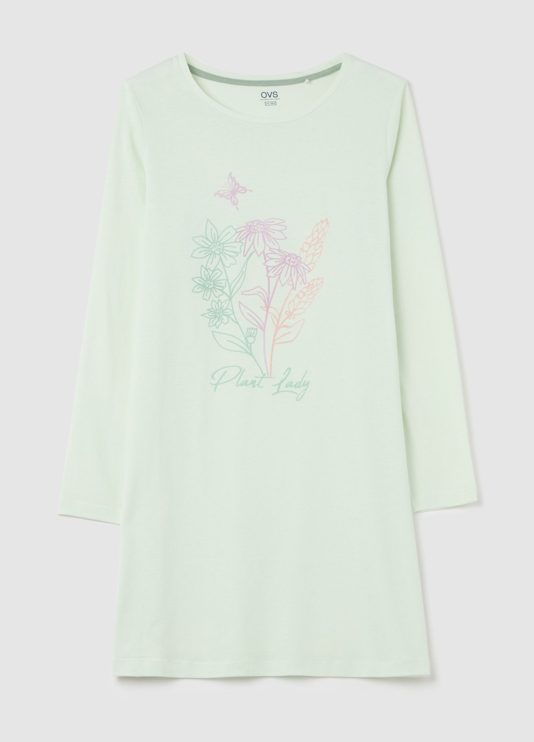 Camicia da notte in cotone stampa "Plant Lady"